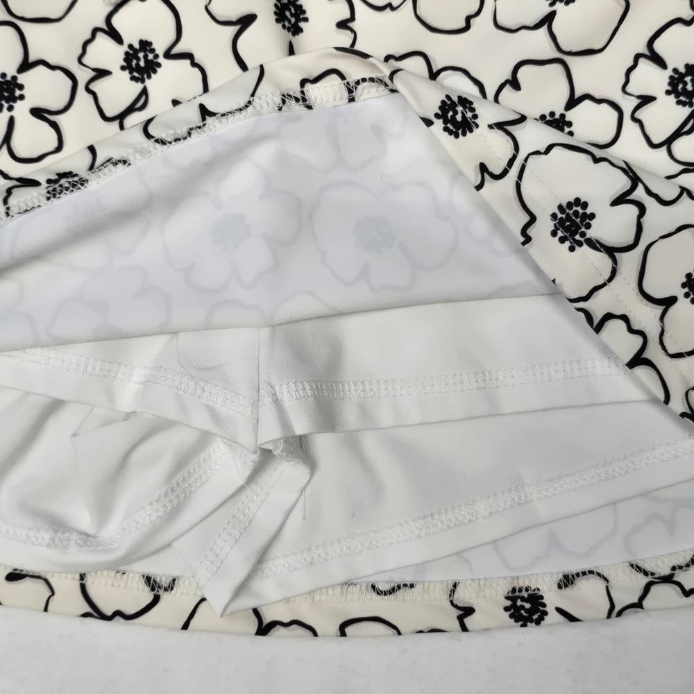 Jess Lea Womens Floral Athletic Skort Cream Black Drawstring Pockets Size Medium - Picture 4 of 8